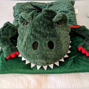 Kids' Alligator Sleeping Bag Plush Zipper Green